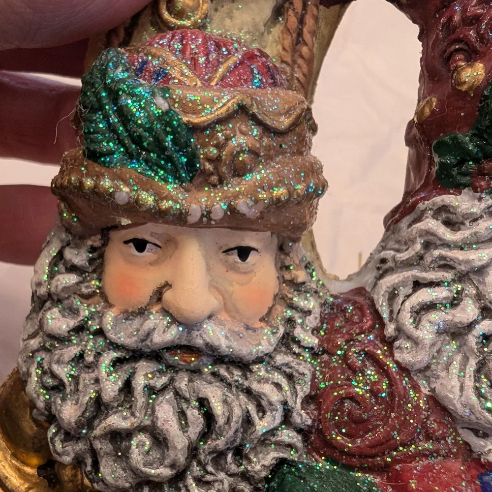 Vtg Santa Viking Ship Christmas Ornament 6 1/2